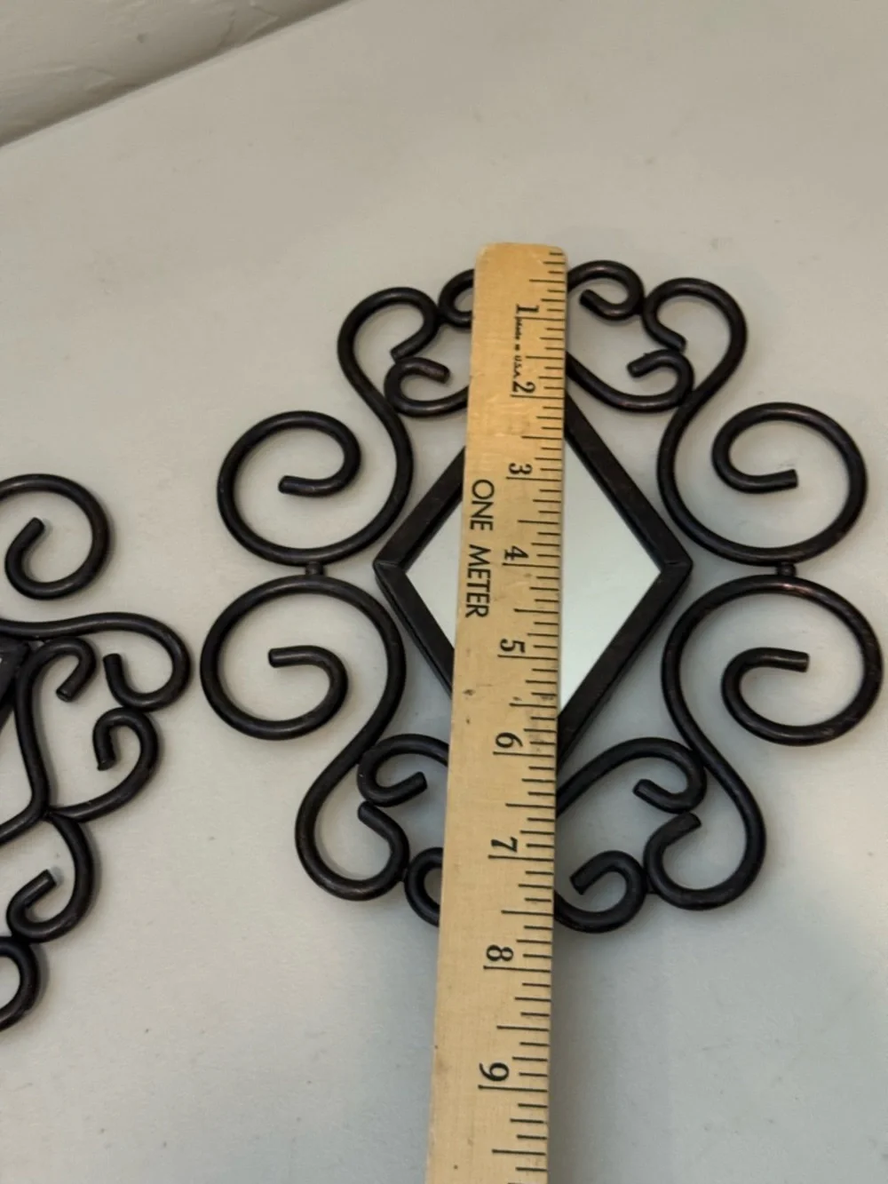 Ornate Pair Of Mirrors Duo black metal frame design Geometric‎ Entry Room Decor